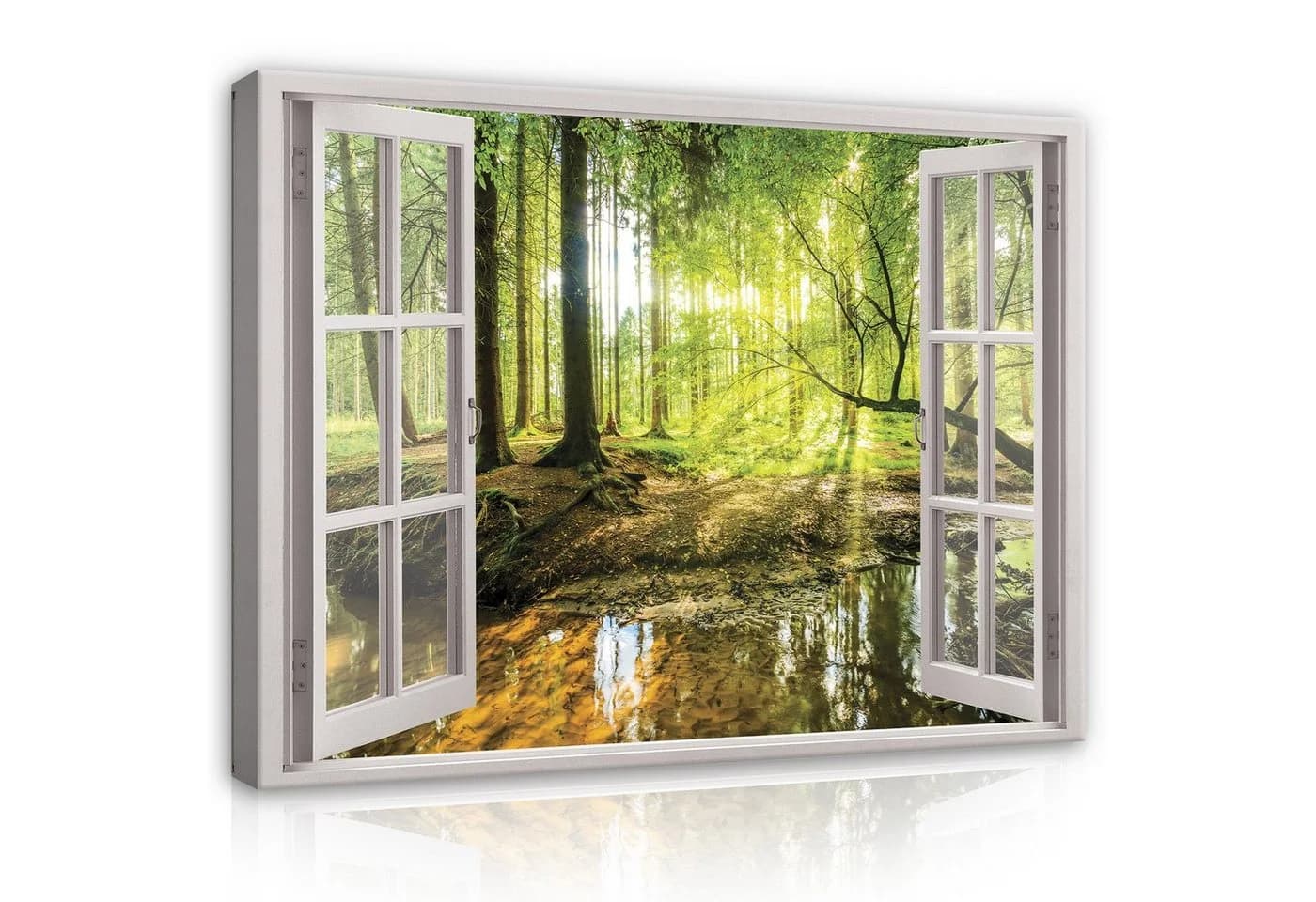 Wallarena Leinwandbild Wald Fensterblick Grün Modern XXL - Bild 2