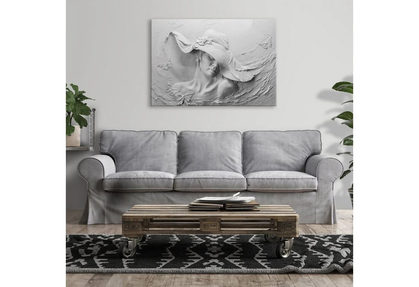 Wallarena Leinwandbild Abstrakt Grau Frau Modern XXL