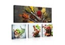 Wallarena Leinwandbild Küche Gewürze Kräuter 4 Teile SET Wandbilder Kunstdruck Bild 2