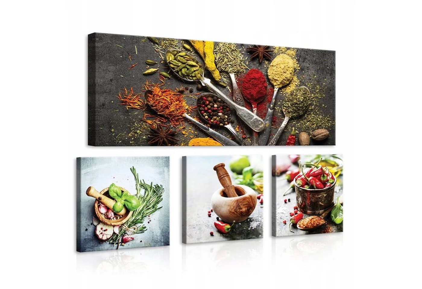 Wallarena Leinwandbild Küche Gewürze Kräuter 4 Teile SET Wandbilder Kunstdruck - Bild 2