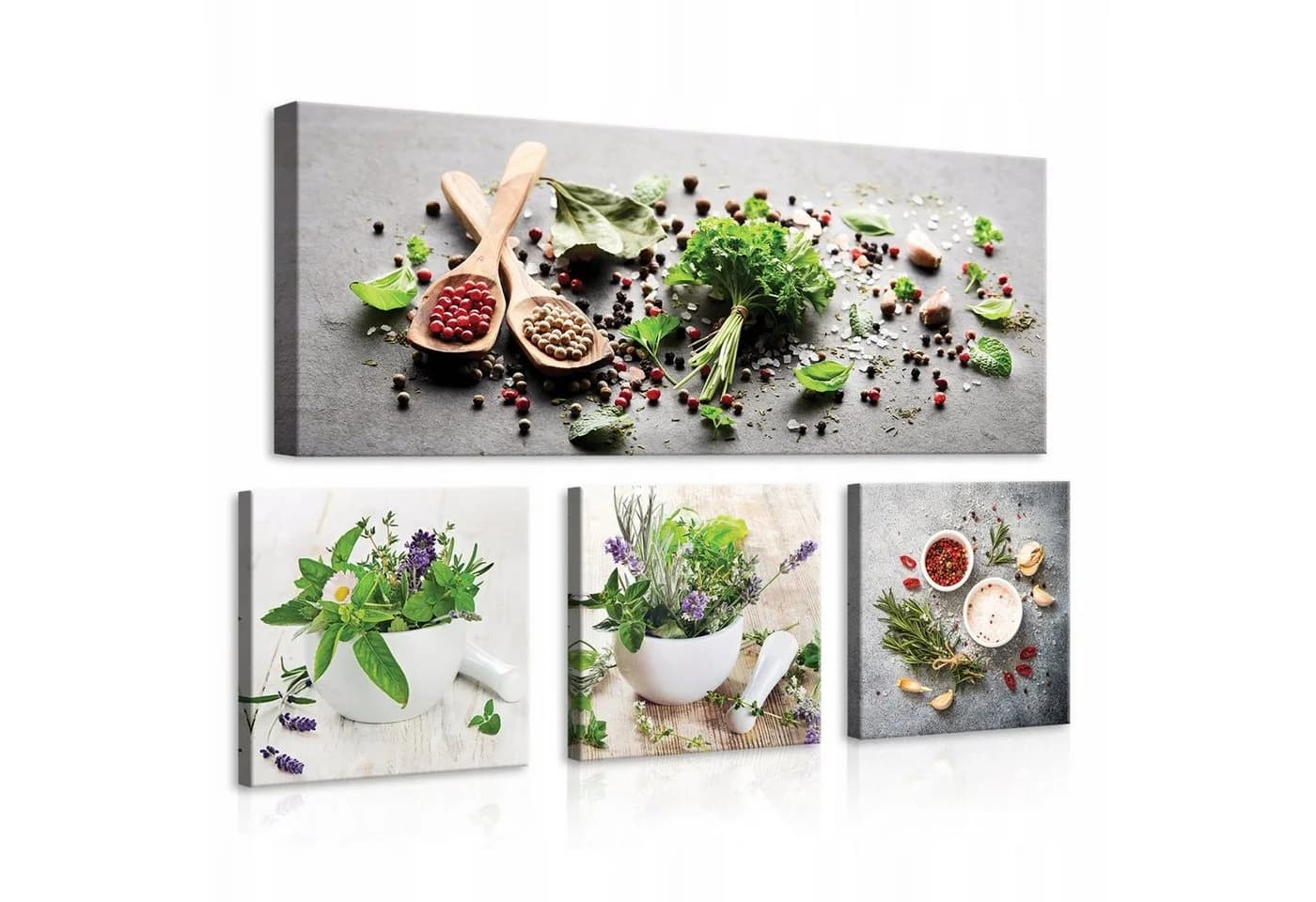 Wallarena Leinwandbild Küche Kräuter Gewürze 4 Teile SET XXL - Bild 2