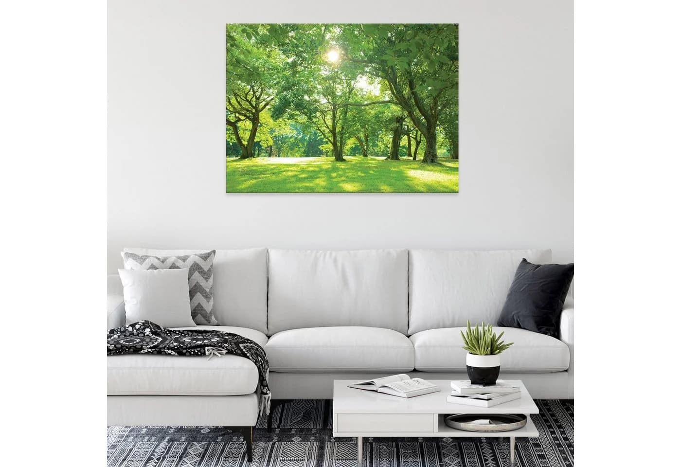 WALLARENA Leinwandbild Bäume Grün 100x70cm