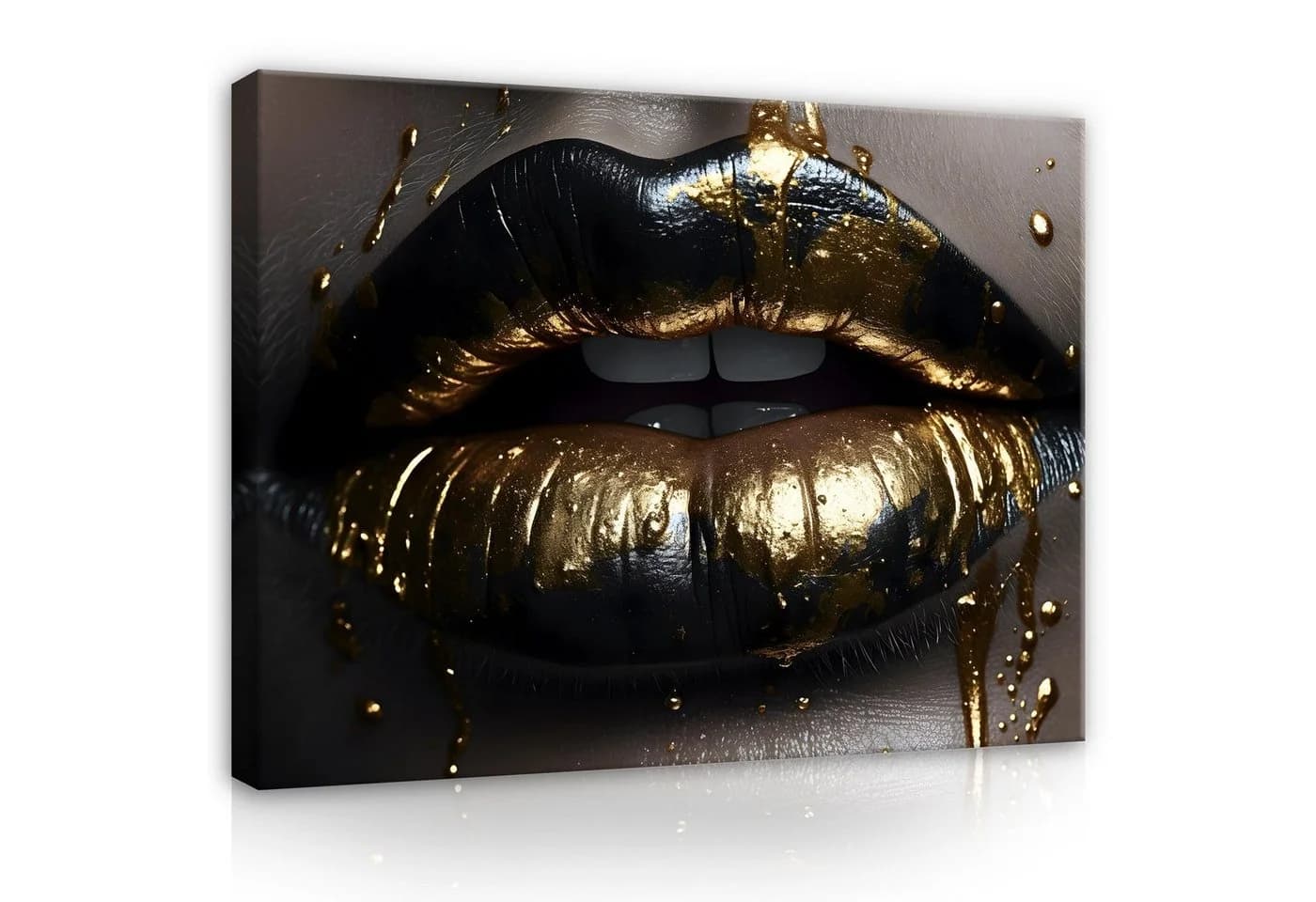 Wallarena Leinwandbild Frau Mund Gold Abstrakt Modern XXL - Bild 2