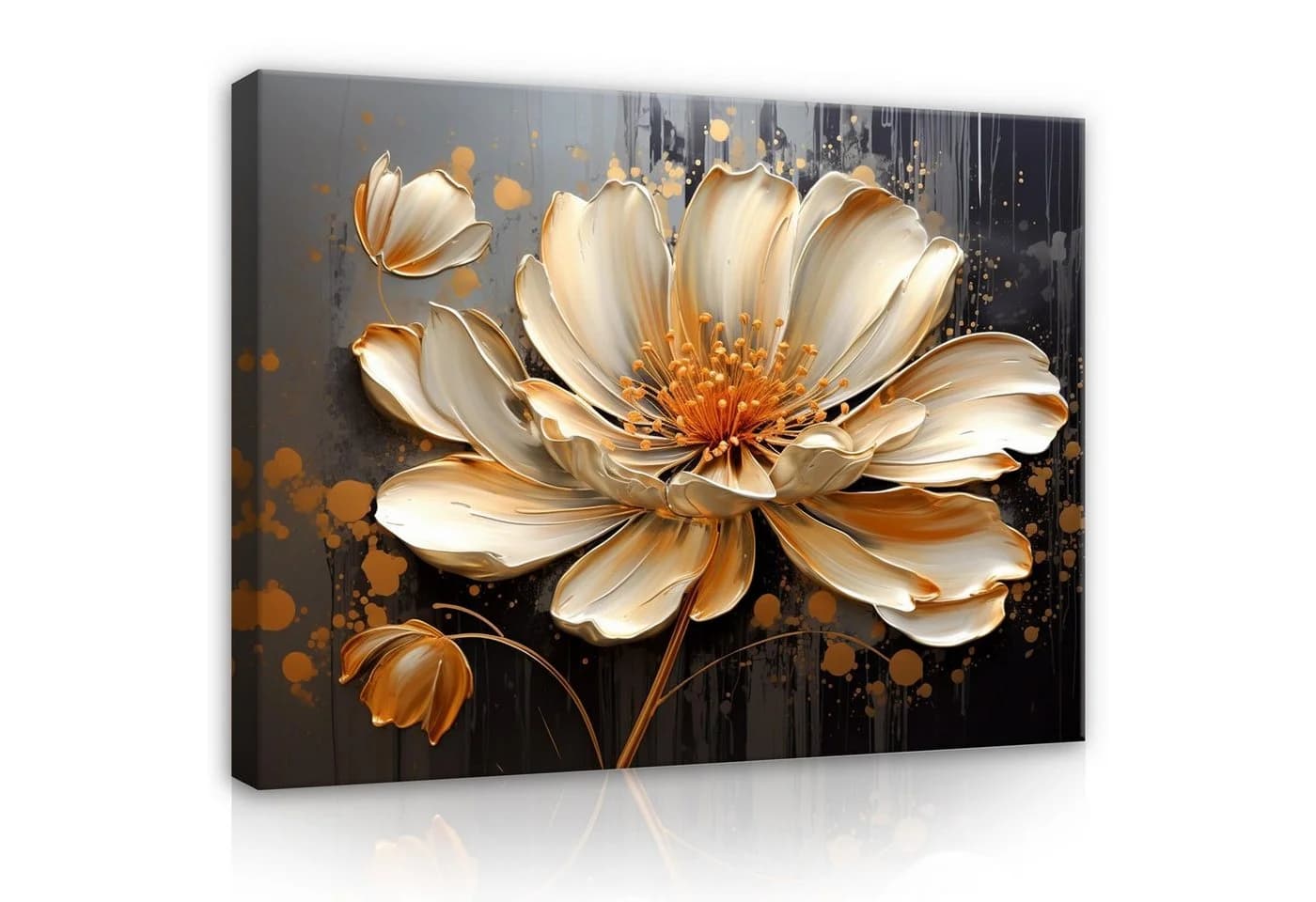 Wallarena Leinwandbild Abstrakt Modern Blumen Gold XXL - Bild 2