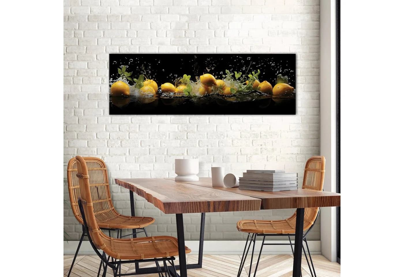 Wallarena Leinwandbild Küche Obst Zitronen Schwarz Modern