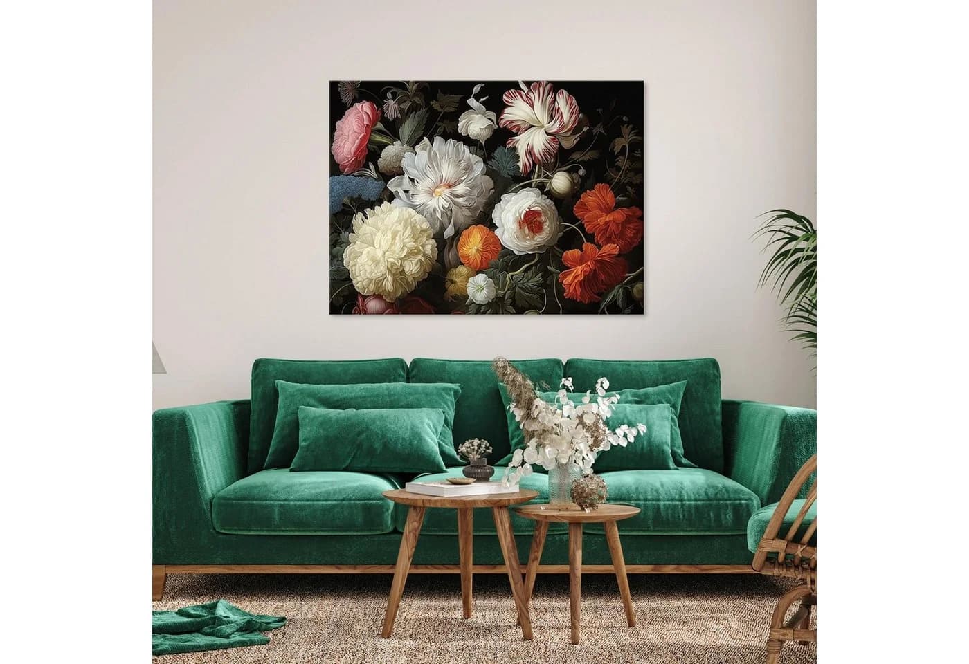 WALLARENA Leinwandbild Blumen Vintage Schwarz