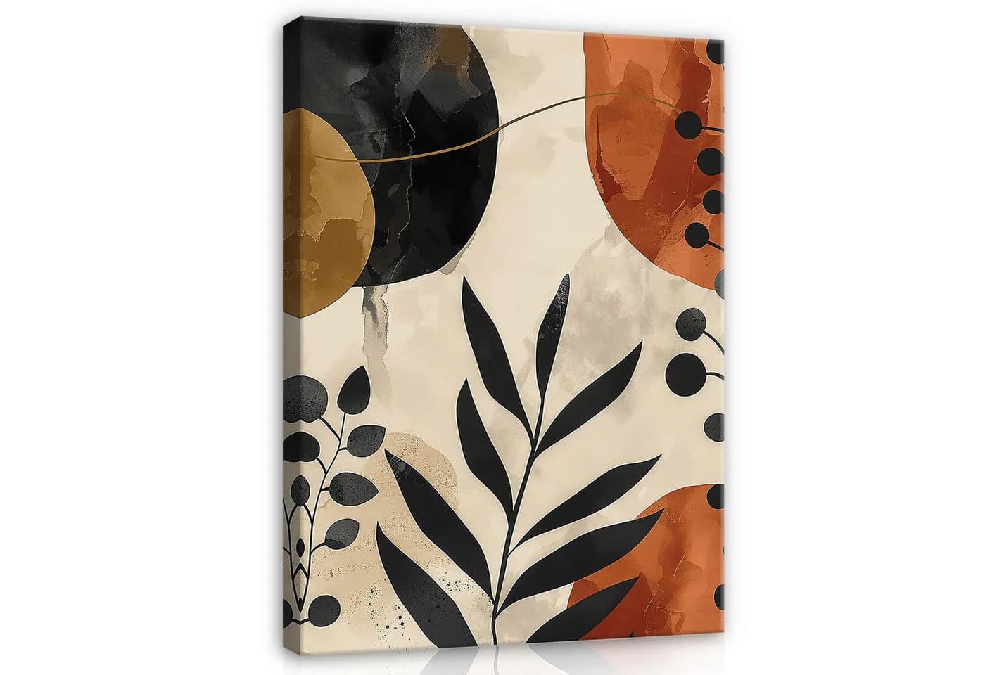 Wallarena Leinwandbild Abstrakt Boho Blätter Beige/Rot - Bild 2