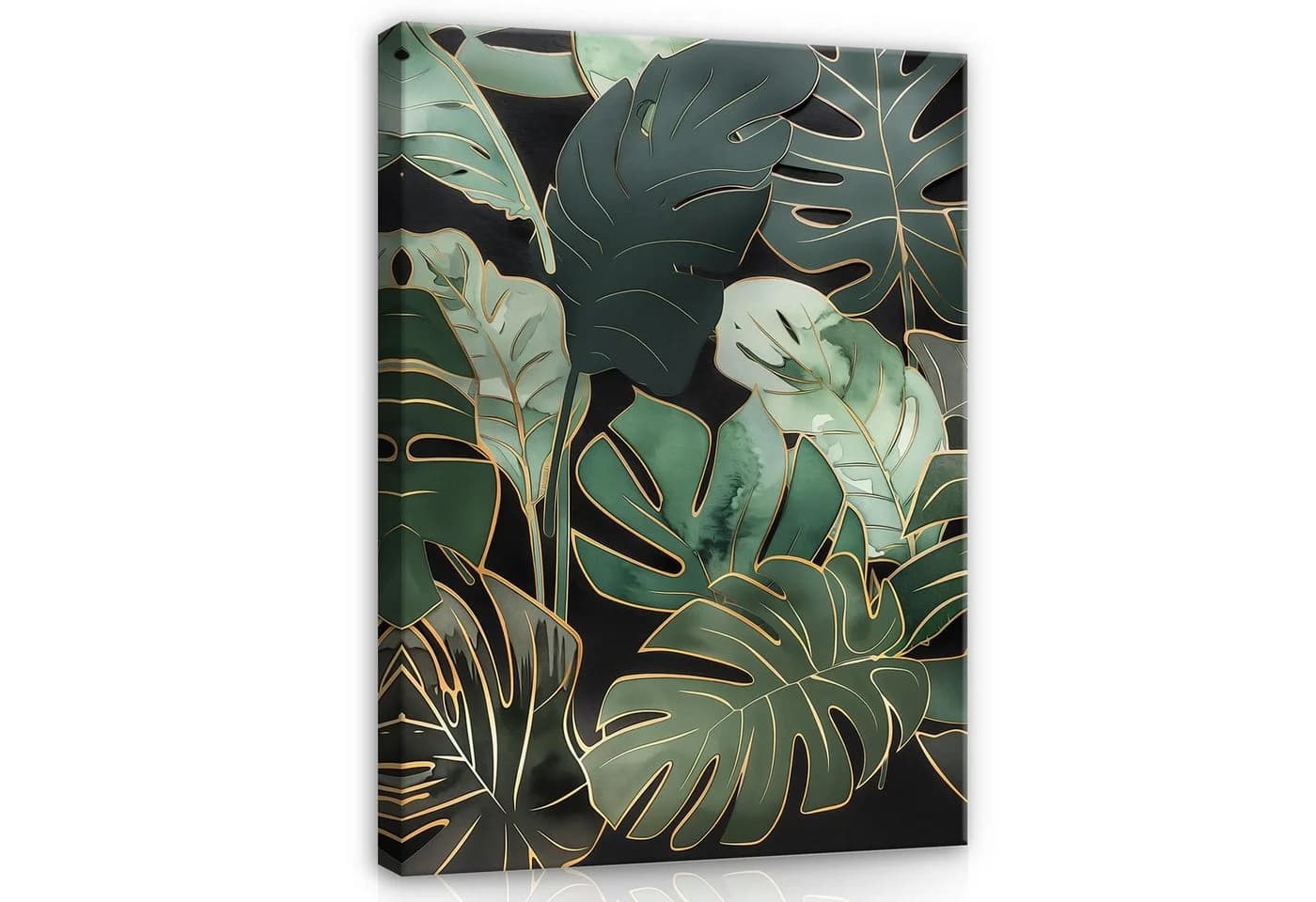 Wallarena Leinwandbild Blätter Grün Gold Natur XXL Wand Deko Modern - Bild 2
