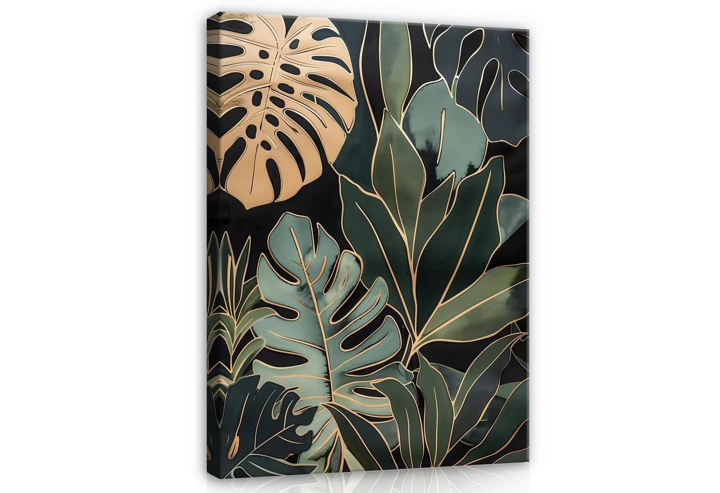 Wallarena Leinwandbild Blätter Gold Grün Natur Wandbilder XXL Modern - Bild 2