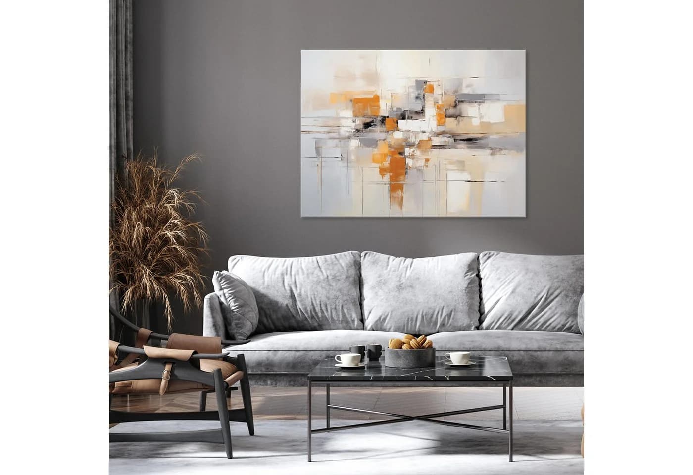 Wallarena Leinwandbild Abstrakt Grau Loft Wandbilder XXL Wand Deko Bilder Modern