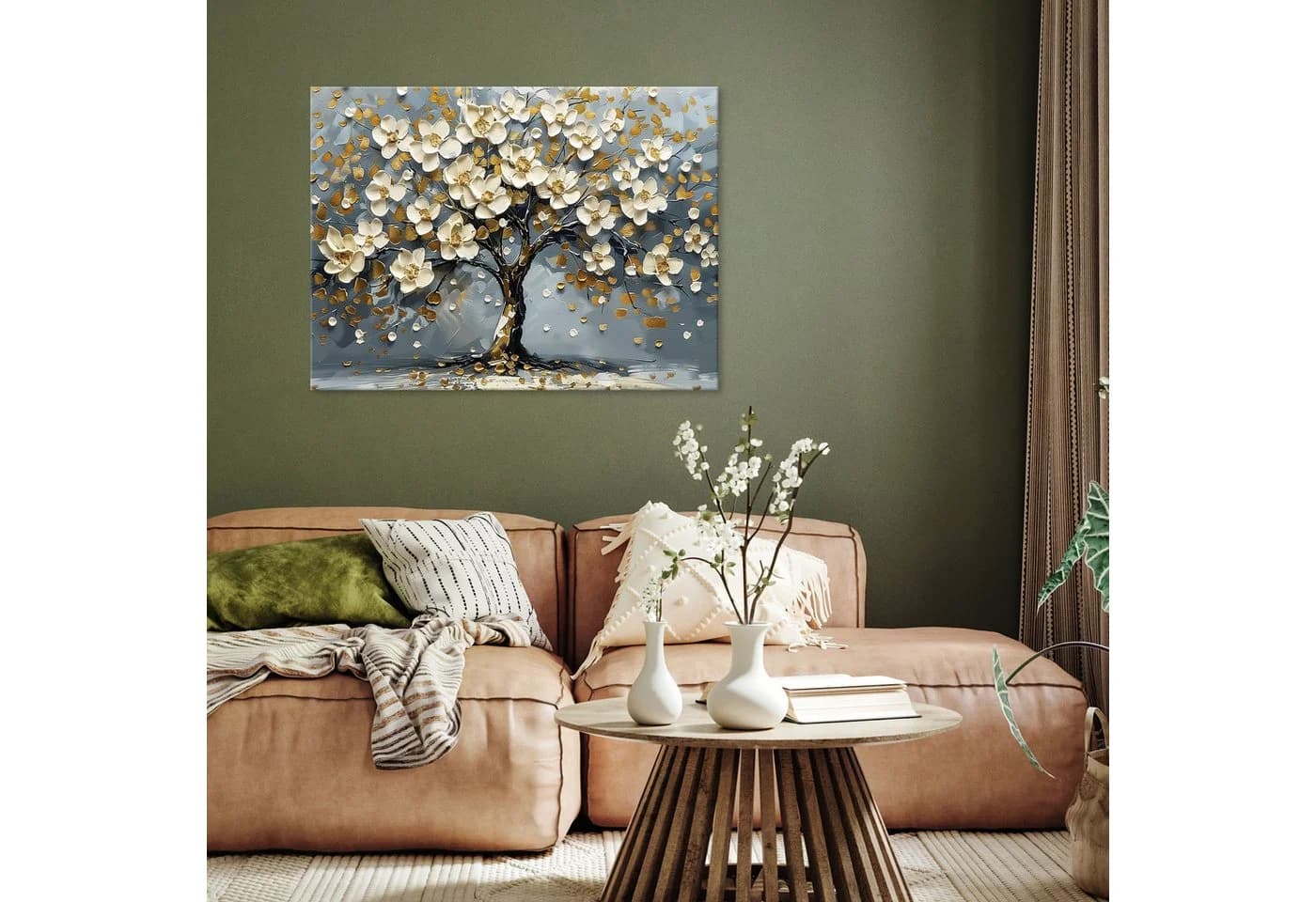 Wallarena Leinwandbild Baum Abstrakt Grau 120x80 cm