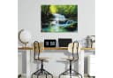 Wallarena Leinwandbild Wasserfall Wald Natur XXL Modern Grün-Blau Bild 1