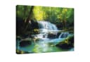 Wallarena Leinwandbild Wasserfall Wald Natur XXL Modern Grün-Blau Bild 2