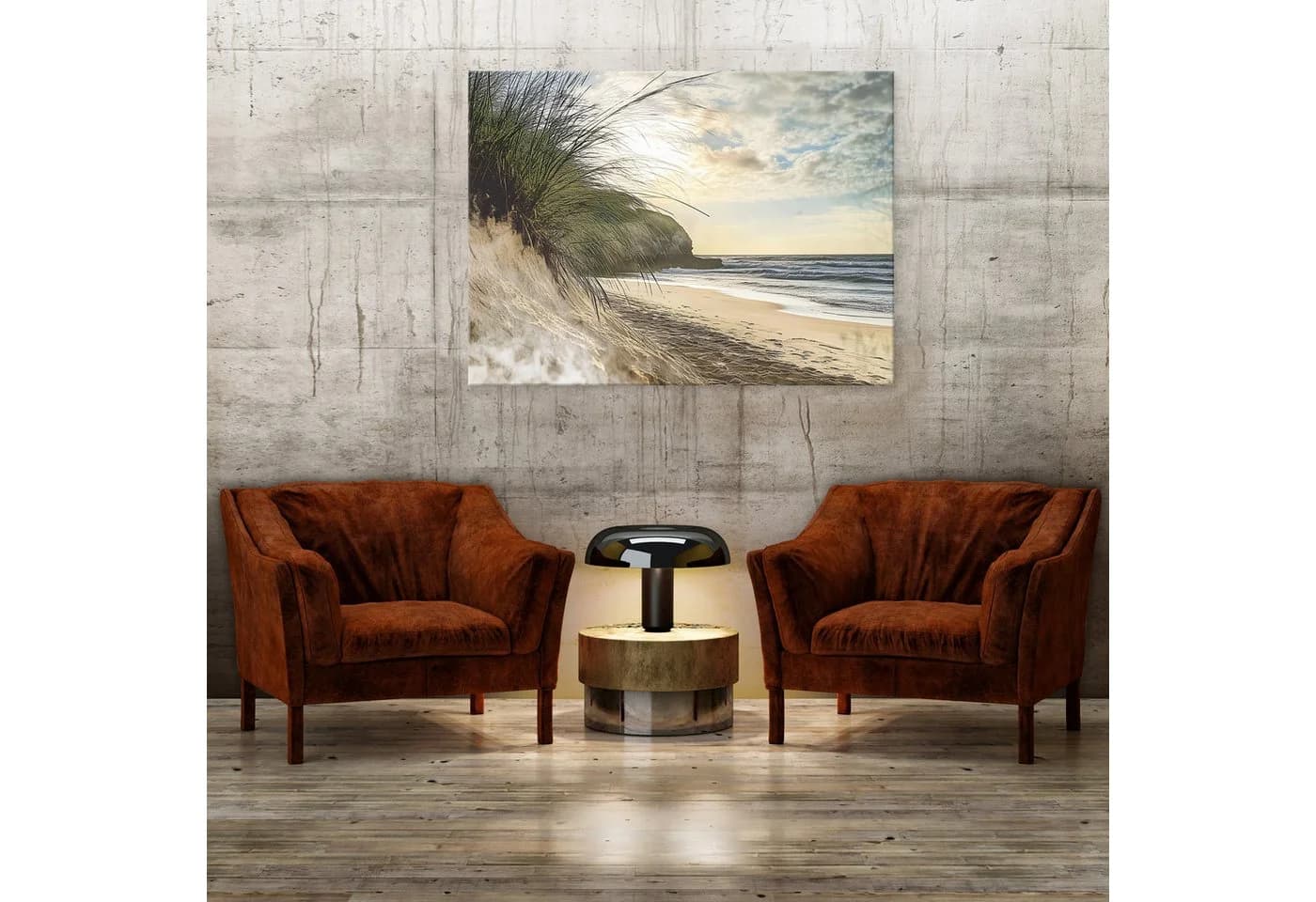 WALLARENA Leinwandbild Meer Strand Beige Modern
