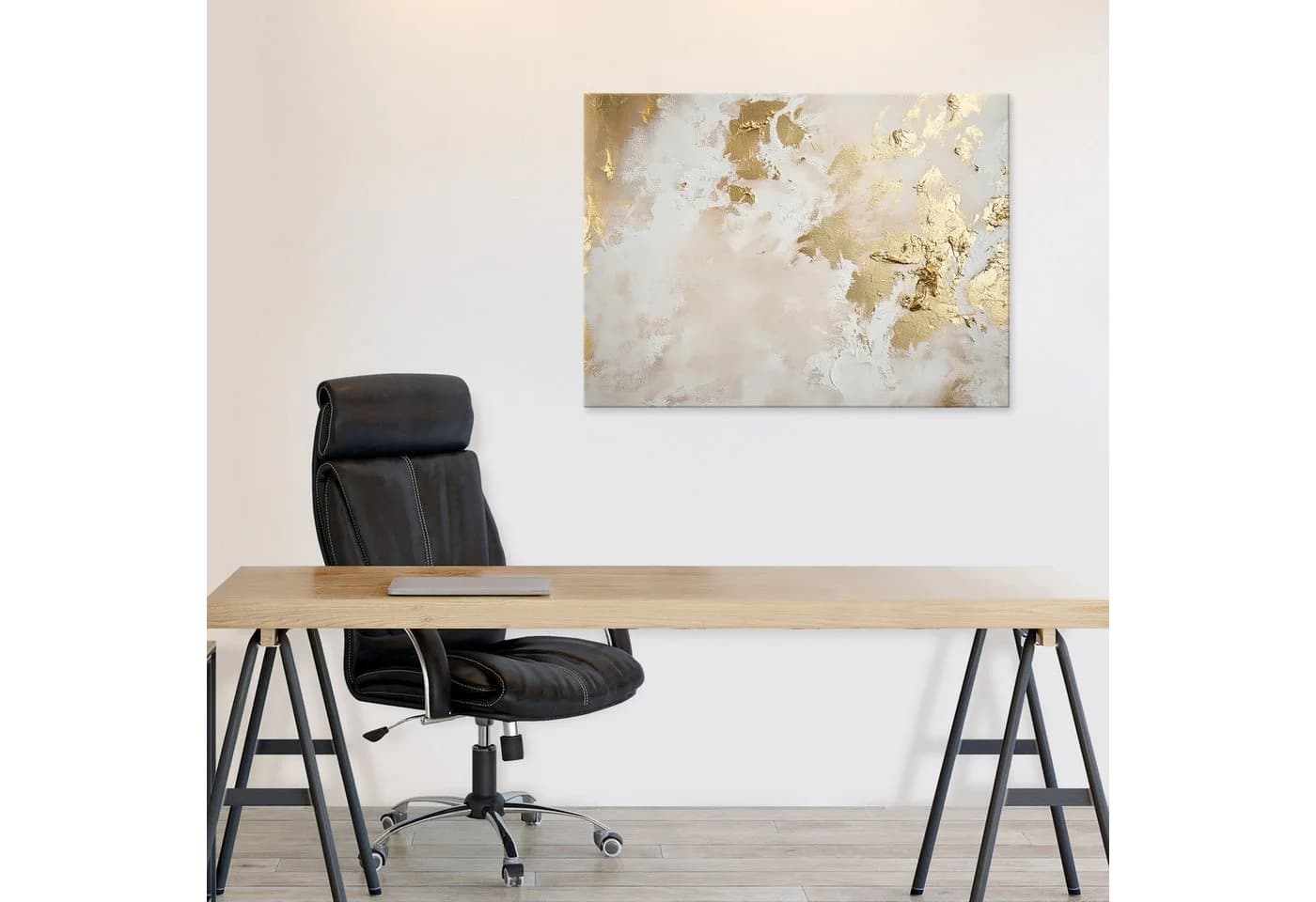 Wallarena Leinwandbild Abstrakt Grau Gold Marmor Modern Wandbild XXL
