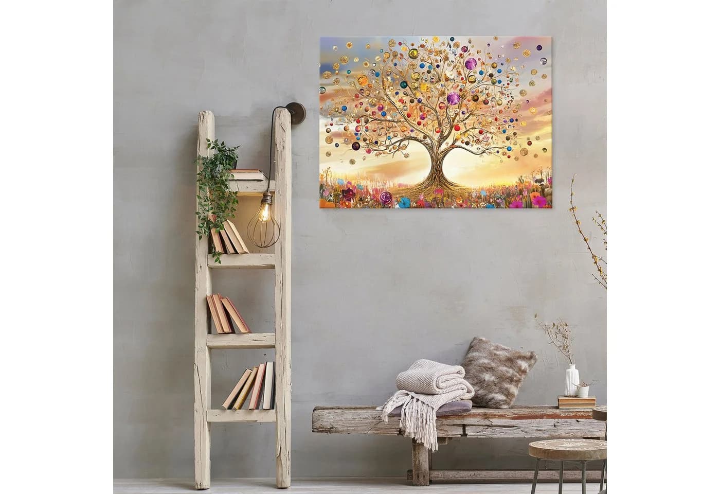 Wallarena Leinwandbild Baum Abstrakt Gold Glamour