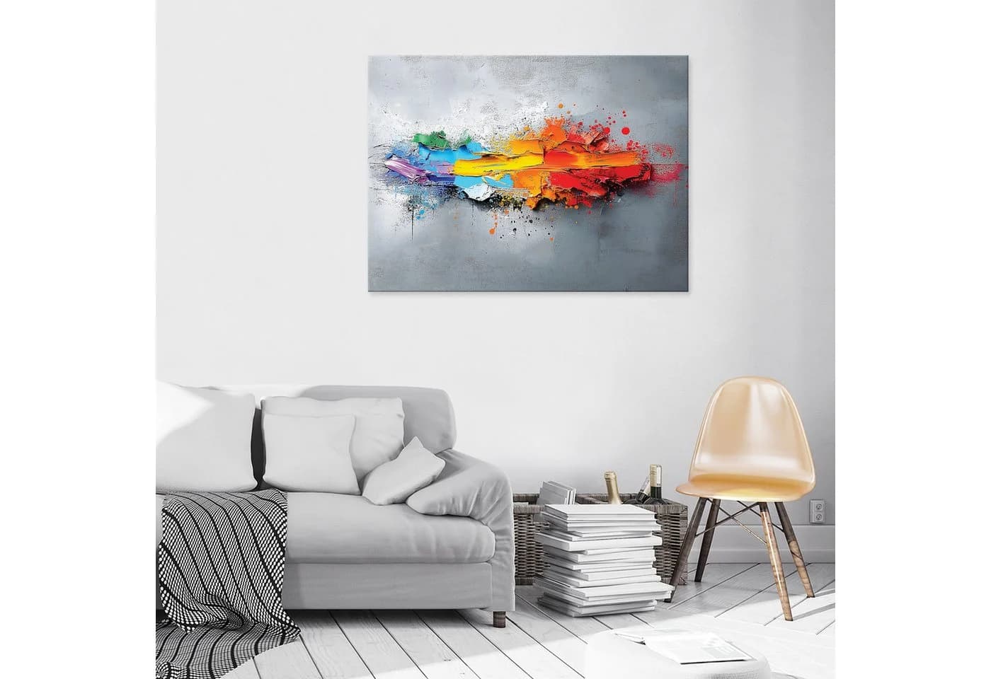 Wallarena Leinwandbild Abstrakt Grau Bunt Modern Wanddeko XXL
