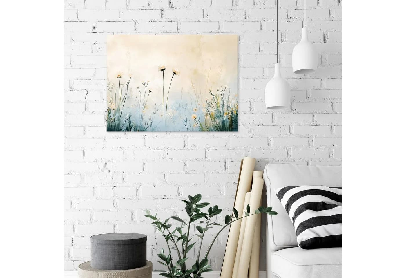 Wallarena Leinwandbild Blumen Abstrakt Beige Modern