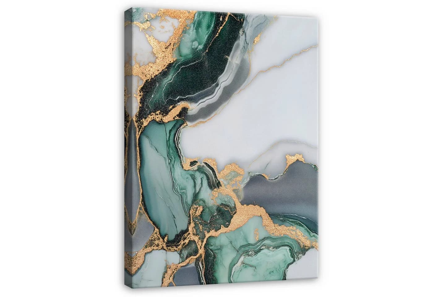 Wallarena Leinwandbild Marmor Grün Abstrakt Gold Modern Wandbilder Wand Deko XXL Bilder - Bild 2