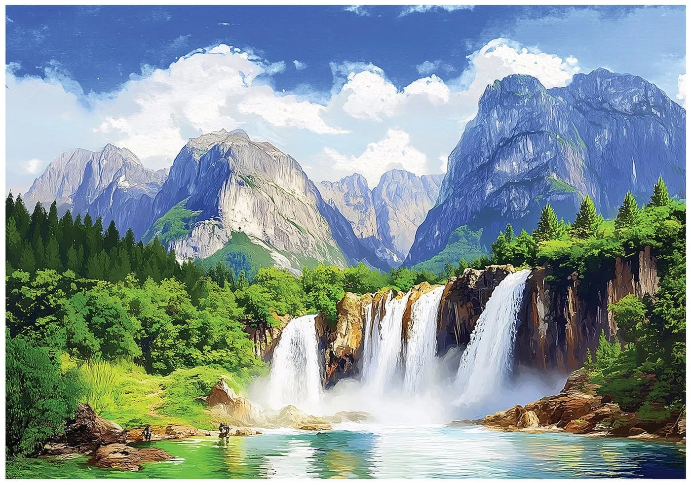 WALLARENA Fototapete Wasserfall Berge Modern Vlies Bunt - Bild 2