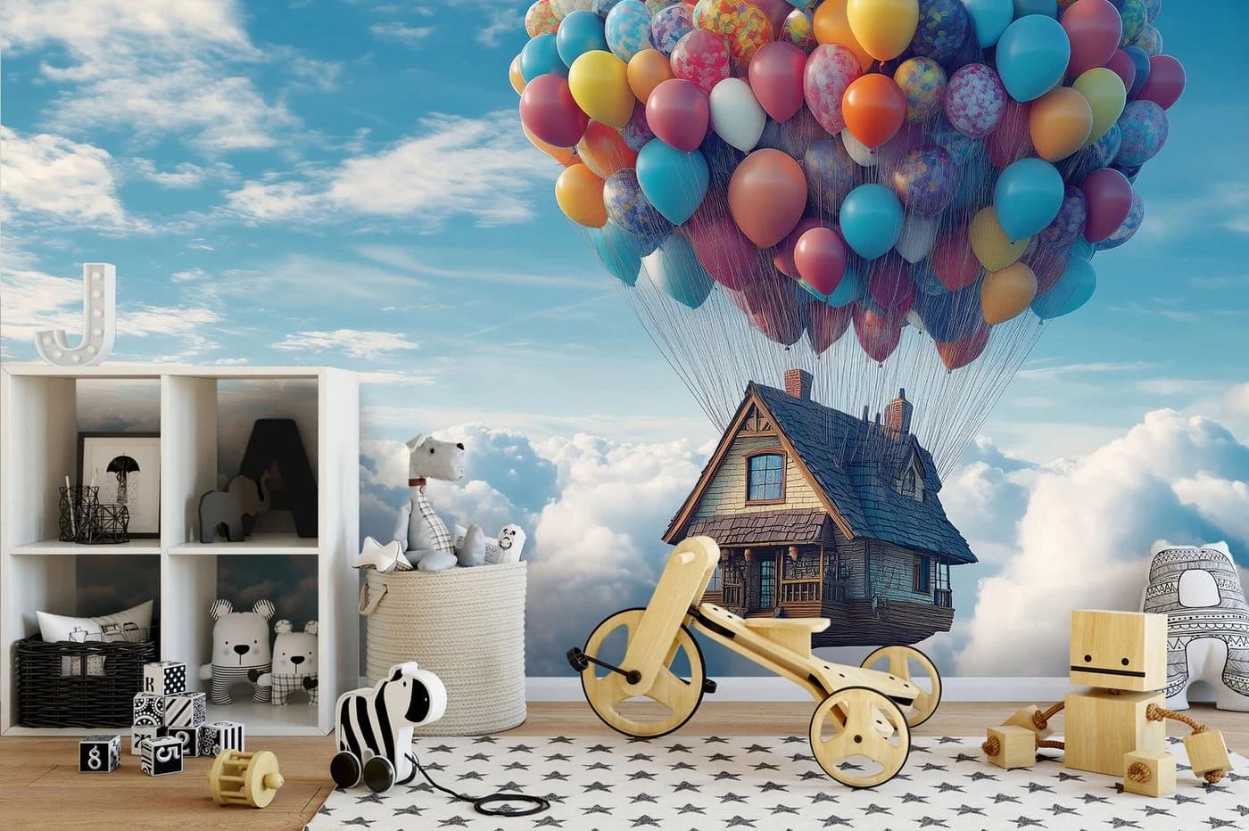 Wallarena Vliestapete Kinderzimmer Luftballons Blau Weiß