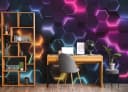 WALLARENA Fototapete Hexagone Bunt Modern Vlies Bild 1