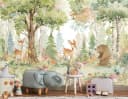 WALLARENA Fototapete Wald Tiere Bunt Vlies Kinderzimmer Bild 1