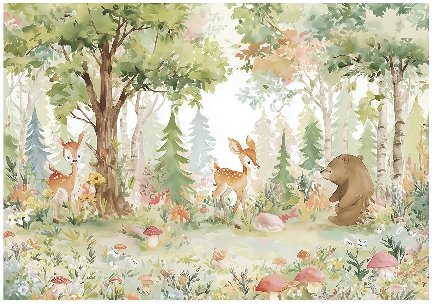 WALLARENA Fototapete Wald Tiere Bunt Vlies Kinderzimmer - Bild 2