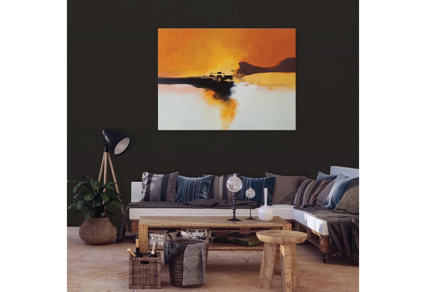Wallarena Leinwandbild Abstrakt Orange Modern