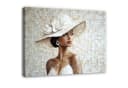 Wallarena Leinwandbild Frau Hut Weiß Elegant Modern XXL 100x75 Bild 2