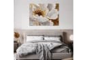 Wallarena Leinwandbild Weiß Blume Gold Aquarell Modern Wandbilder Wand Deko XXL Bild 1