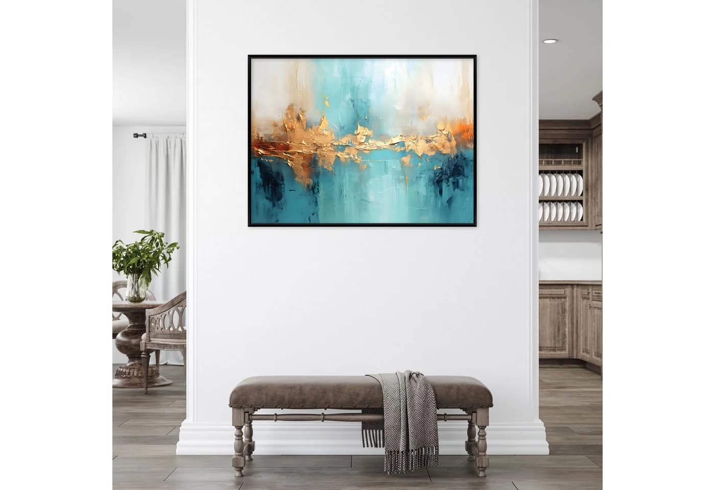 Wallarena Leinwandbild Abstrakt Grün Gold Kunst XXL