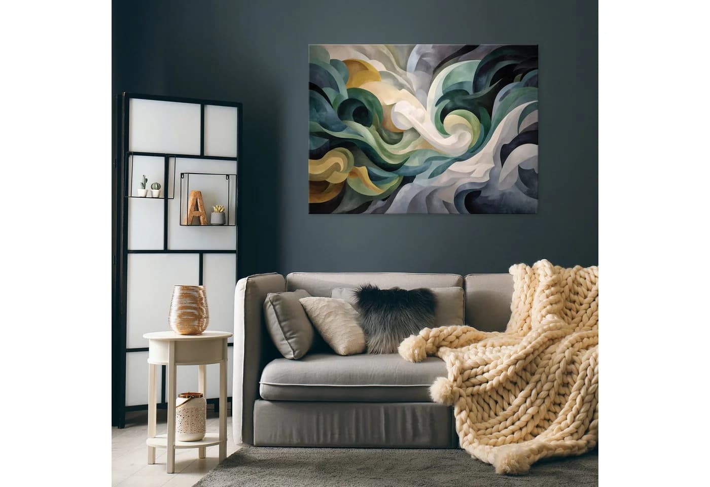 Wallarena Leinwandbild Abstrakt Grün Weiß Modern XXL