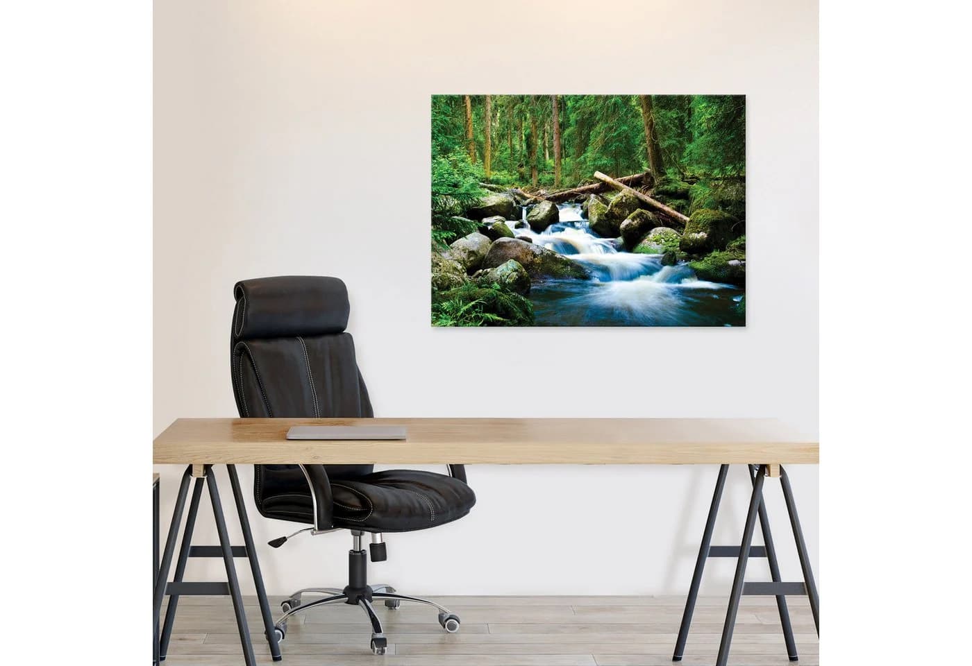 WALLARENA Leinwandbild Wald Fluss Grün Modern