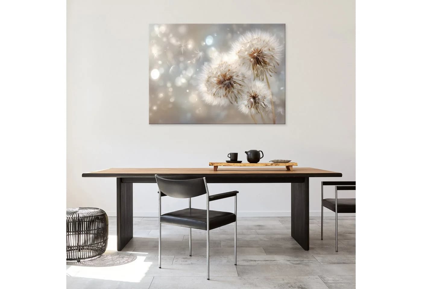 Wallarena Leinwandbild Dmuchawce Beige Pusteblumen