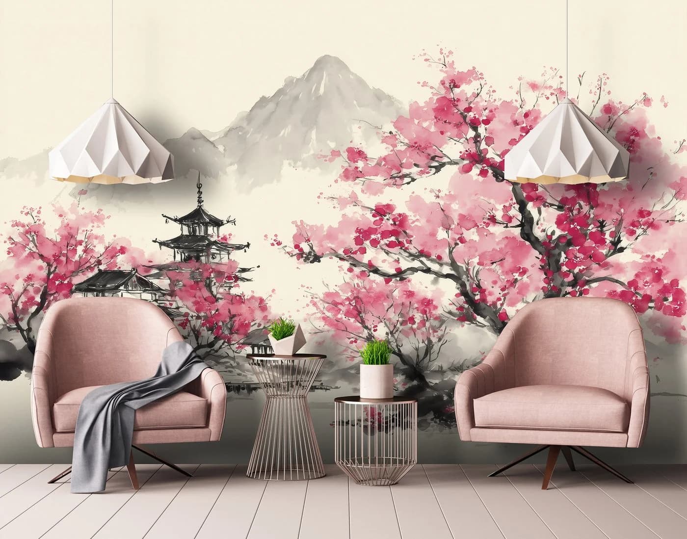 WALLARENA Vliestapete Berge Rosa 300x210cm