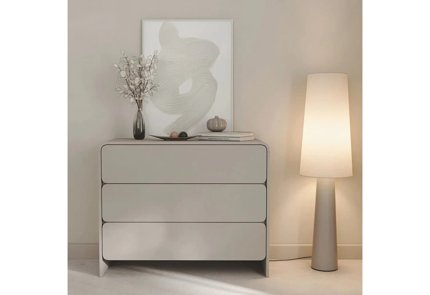 Selsey Kommode LUMMO Stauraumkommode 3 Schubladen Beige Modern - Bild 2