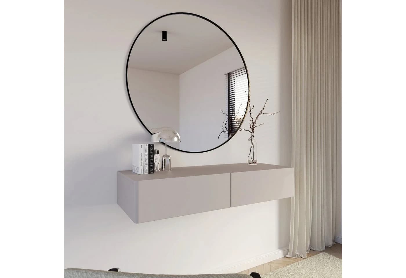 Selsey Schminktisch OLIO Wandhängend 110 cm Beige Grau