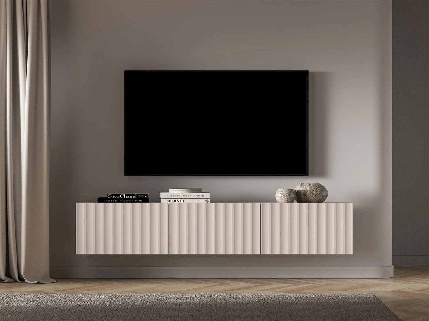Selsey TV-Schrank DERRIVA Hängend 3 Türen mit Riffelungen 170 cm - Bild 2