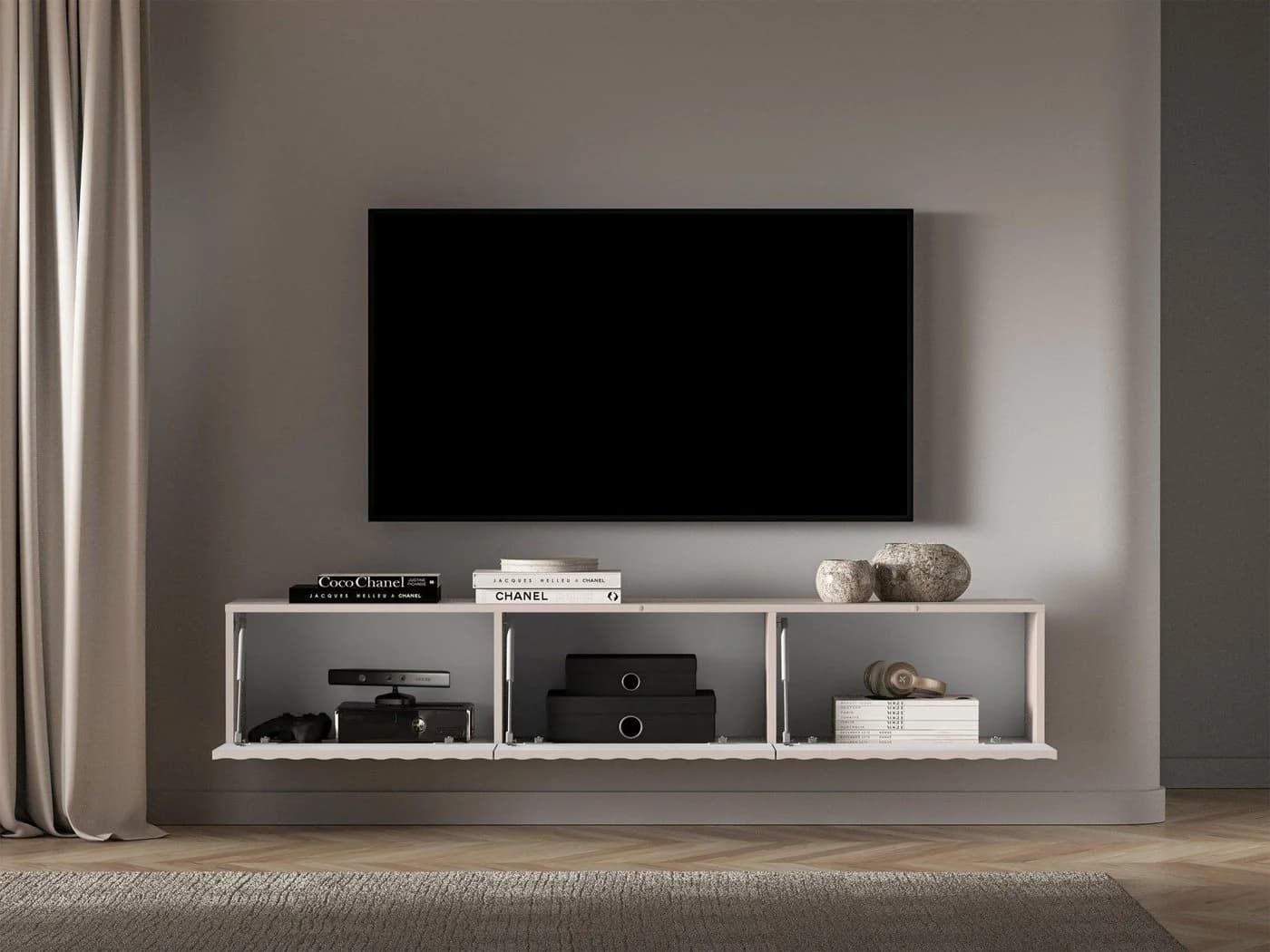 Selsey TV-Schrank DERRIVA Hängend 3 Türen mit Riffelungen 170 cm - Bild 4
