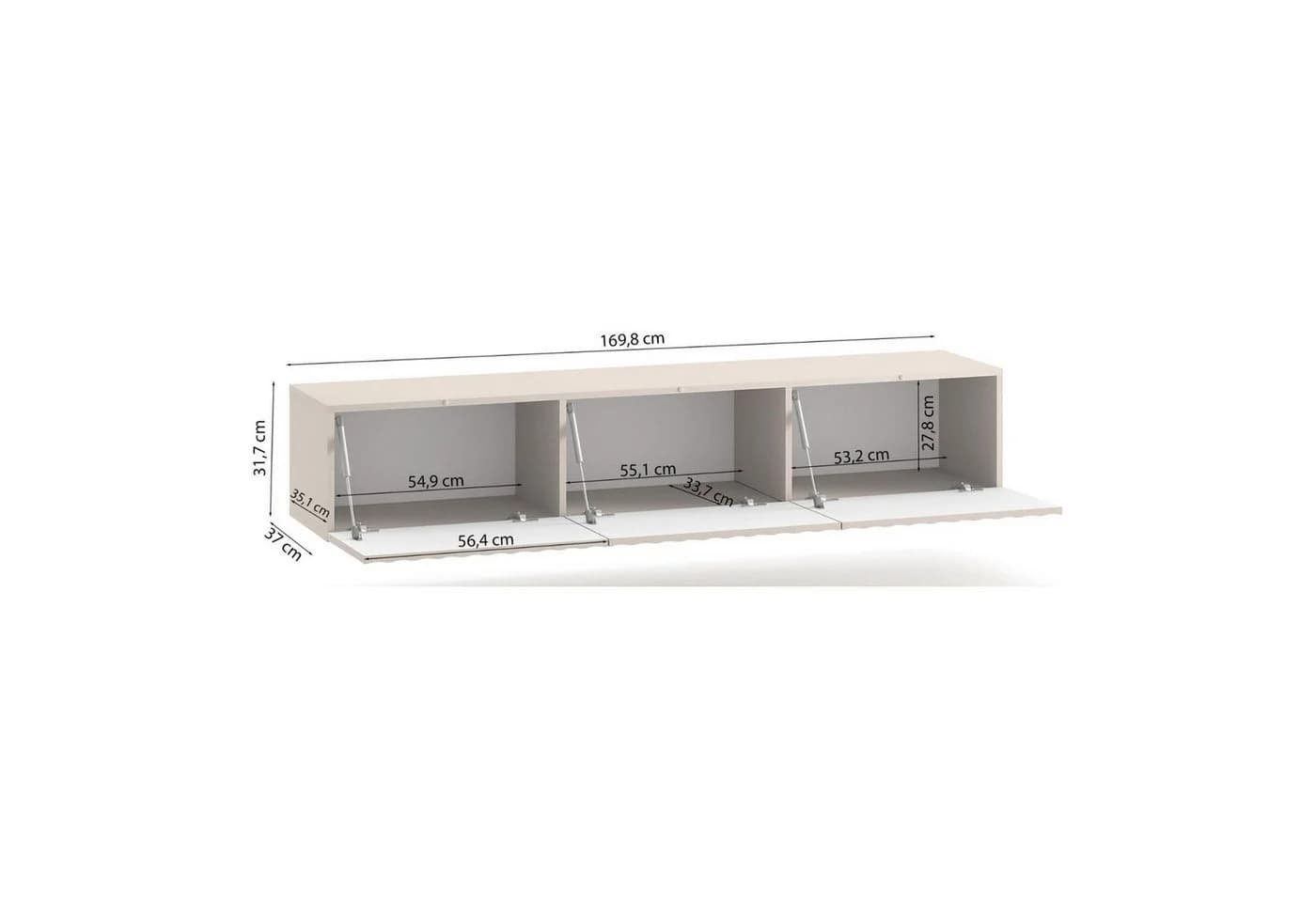Selsey TV-Schrank DERRIVA Hängend 3 Türen mit Riffelungen 170 cm - Bild 5