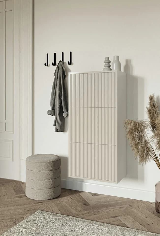 Selsey Hängeschuhschrank VELDIO Wand-Schuhkipper Grau Beige 3 Klappen - Bild 2