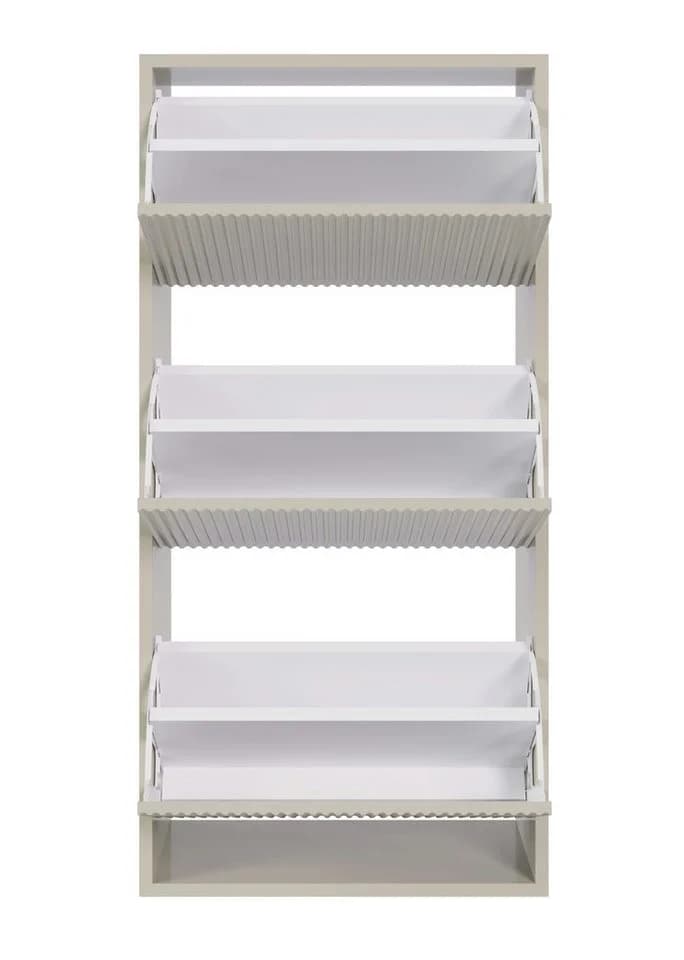 Selsey Hängeschuhschrank VELDIO Wand-Schuhkipper Grau Beige 3 Klappen - Bild 5