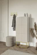 Selsey Schuhschrank Veldio 3 Klappen mit geriffelten Fronten, goldenes Metallgestell, 50 cm Bild 2
