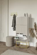 Selsey Schuhschrank Veldio 3 Klappen mit geriffelten Fronten, goldenes Metallgestell, 50 cm Bild 3
