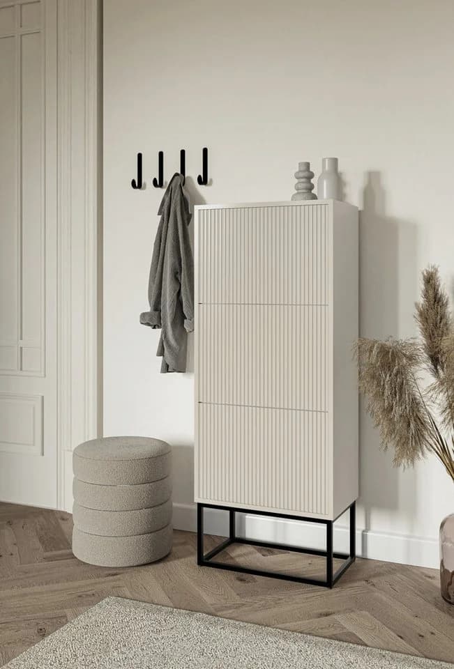 Selsey Schuhschrank VELDIO mit geriffelten Fronten und Metallgestell - Bild 2