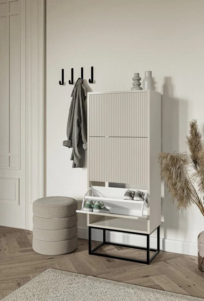 Selsey Schuhschrank VELDIO mit geriffelten Fronten und Metallgestell - Bild 3