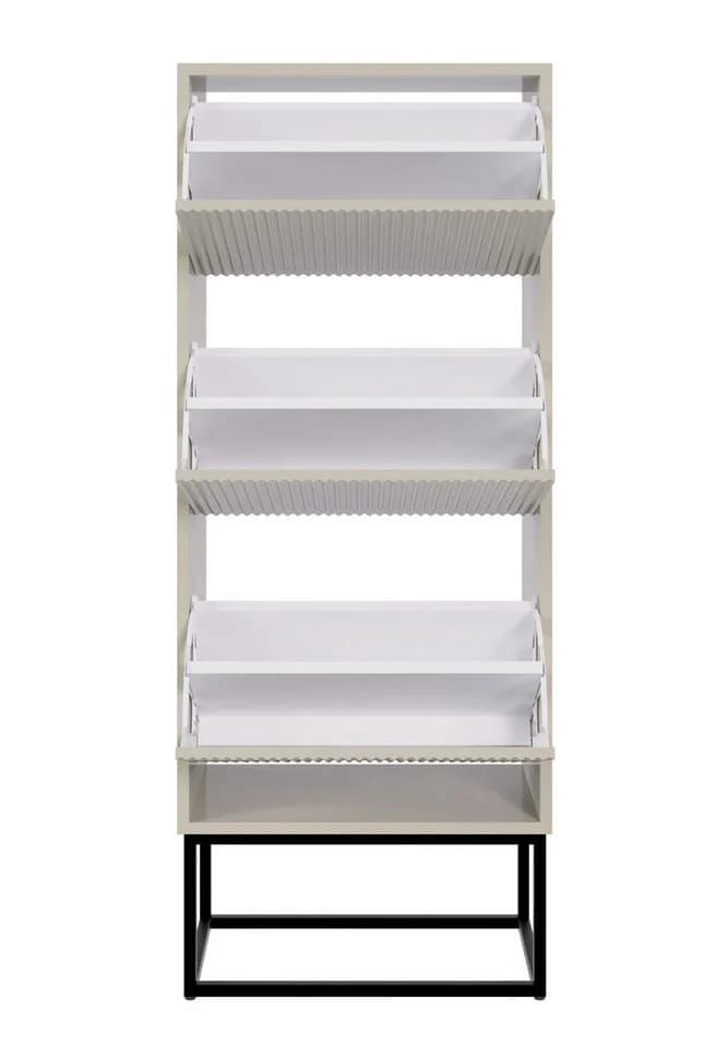 Selsey Schuhschrank VELDIO mit geriffelten Fronten und Metallgestell - Bild 5