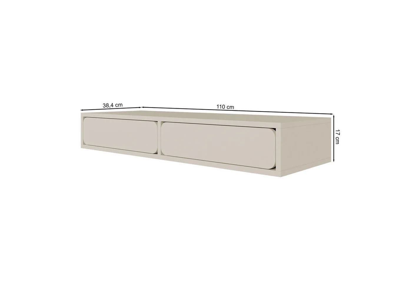 Selsey Wandschminktisch WUWU Graubeige mit 2 Schubladen - Bild 4
