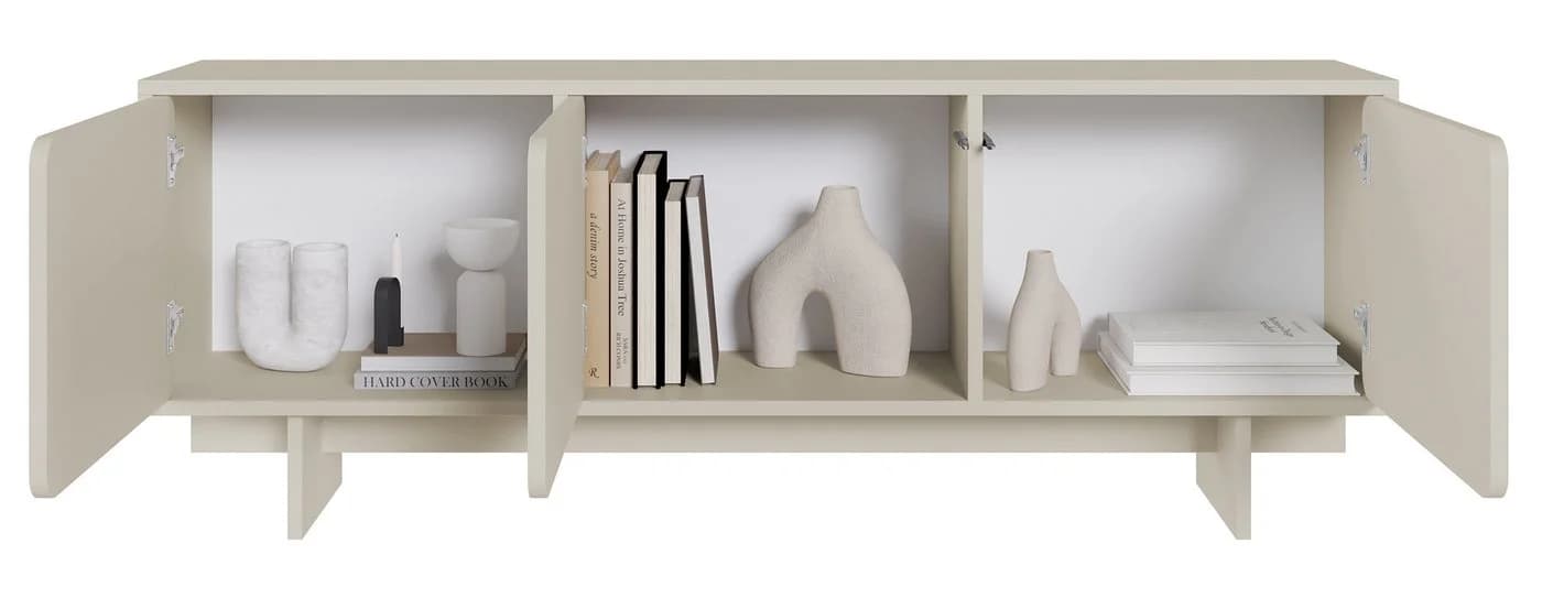Selsey TV-Schrank WUWU 3-türig Grau Beige Push-to-Open - Bild 5